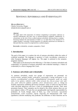 SENTENCE ADVERBIALS AND EVIDENTIALITY