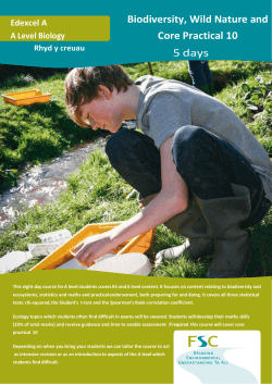 Biodiversity, Wild Nature and Core Practical 10 5 days