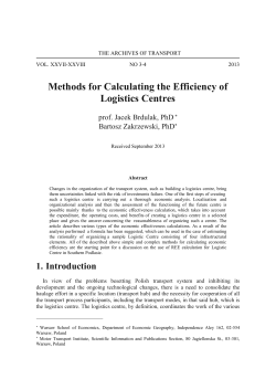 Methods for Calculating the Efficiency of Logistics Centres