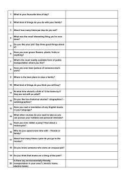 1 What is your favourite time of day? 2 What kind of things do you do