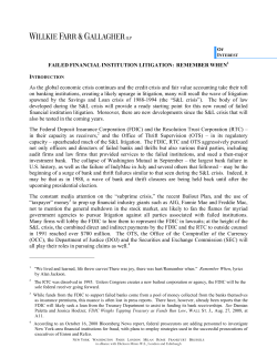 FAILED FINANCIAL INSTITUTION LITIGATION