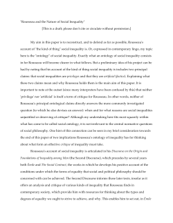 Rousseau and the Nature of Social Inequality