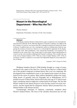Mozart in the Neurological Department &ndash; Who Has