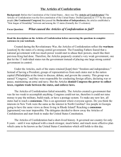 The Articles of Confederation