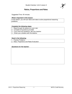 Ratios, Proportions and Rates
