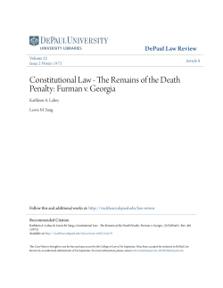 Constitutional Law - The Remains of the Death Penalty: Furman v