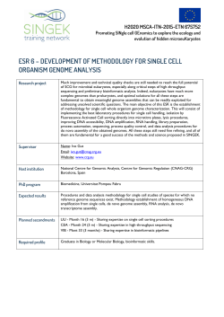 ESR 6 &ndash; DEVELOPMENT OF METHODOLOGY FOR SINGLE CELL