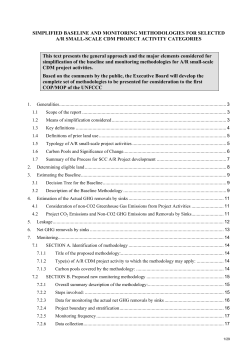 SIMPLIFIED BASELINE AND MONITORING METHODOLOGIES