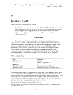 Chapter 10: Taxation of Wealth
