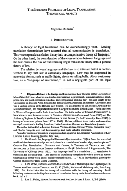 Inherent Problems of Legal Translation Theoretical Aspects, The