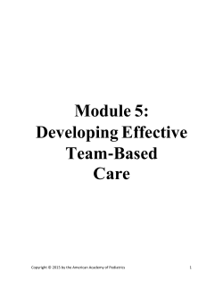 Module 5: Developing Effective Team‐Based Care