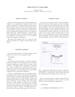 Quick Start for Using Maple