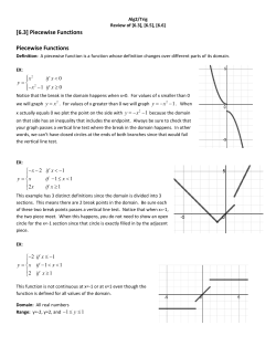 [6.3] Piecewise Functions Piecewise Functions