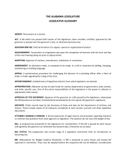 THE ALABAMA LEGISLATURE LEGISLATIVE GLOSSARY