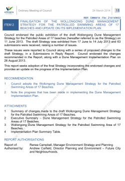 Finalisation of the Wollongong Dune Management Strategy for the