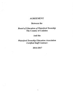 AGREEMENT Between the Board of Education of Waterford