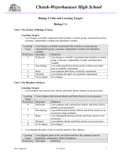 Biology I - Chetek-Weyerhaeuser School District