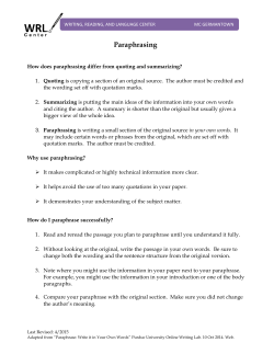 Paraphrasing - Montgomery College