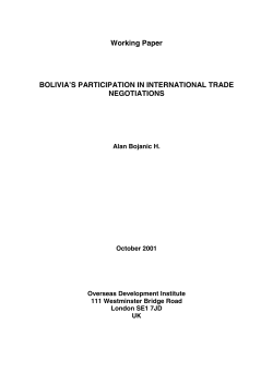 Bolivia`s Participation in International Trade Negotiations