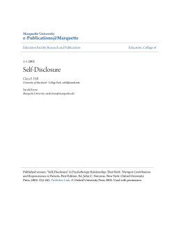 Self-Disclosure - e-Publications@Marquette