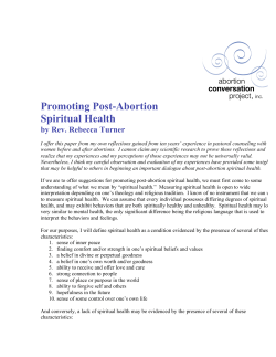 Promoting Post-Abortion Spiritual Health