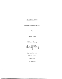 The Colony in the Fog An Honors Thesis (HONRS 499)