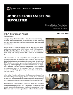 honors program spring newsletter