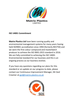 ISO 14001 Commitment Matrix Plastics Ltd have been running
