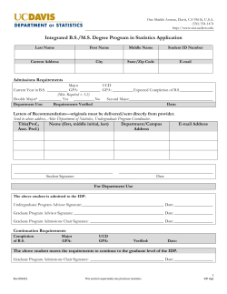 Integrated B.S./M.S. Degree Program in Statistics Application