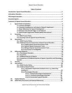 Speech Sound - Department of Communication Sciences and