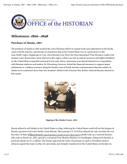 Purchase of Alaska, 1867 - 1866&ndash;1898 - Milestones