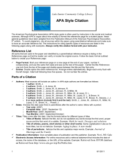 APA Style Citation - Lake