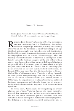 John Ruskin`s Praeterita - University of South Carolina
