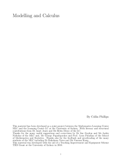 Modelling and Calculus - The University of Sydney