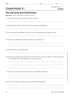 The Cell Cycle and Cell Division