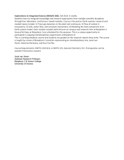 Explorations in Integrated Science (MCB/IS 303). Fall 2014. 4 credits