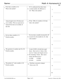 Math A Homework 6