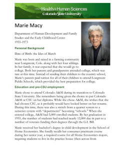 to read Marie`s bio - Colorado State University