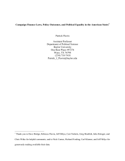 Campaign Finance Laws, Policy Outcomes, and Political Equality in
