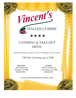 catering menu - Vincent`s Italian Cuisine