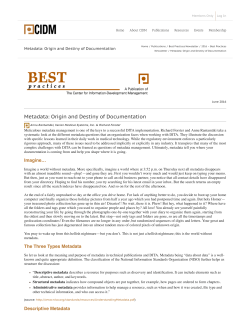 Metadata: Origin and Destiny of Documentation
