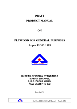 DRAFT PRODUCT MANUAL ON PLYWOOD FOR GENERAL