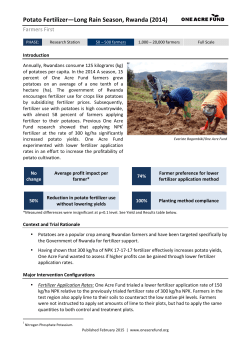 Potato Fertilizer&mdash;Long Rain Season, Rwanda (2014)