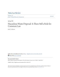 Hazardous Waste Disposal: Is There Still a Role for Common Law