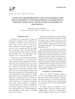 A STUDY ON EARTHWORM POPULATION AND DIVERSITY WITH