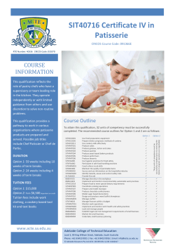 SIT40716 Certificate IV in Patisserie
