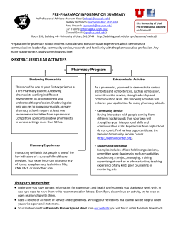 PRE-PHARMACY INFORMATION SUMMARY