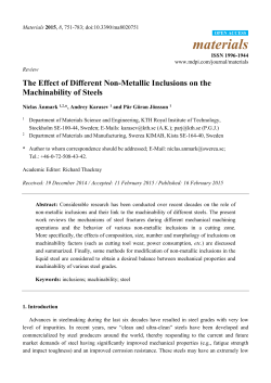 The Effect of Different Non-Metallic Inclusions on the Machinability of