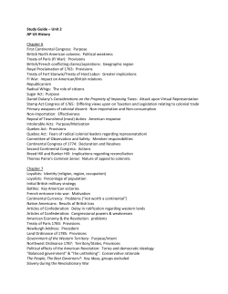 Study Guide &ndash; Unit 2 AP US History Chapter 6 First Continental