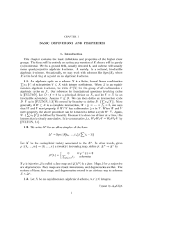 CHAPTER I BASIC DEFINITIONS AND PROPERTIES 1. Introduction